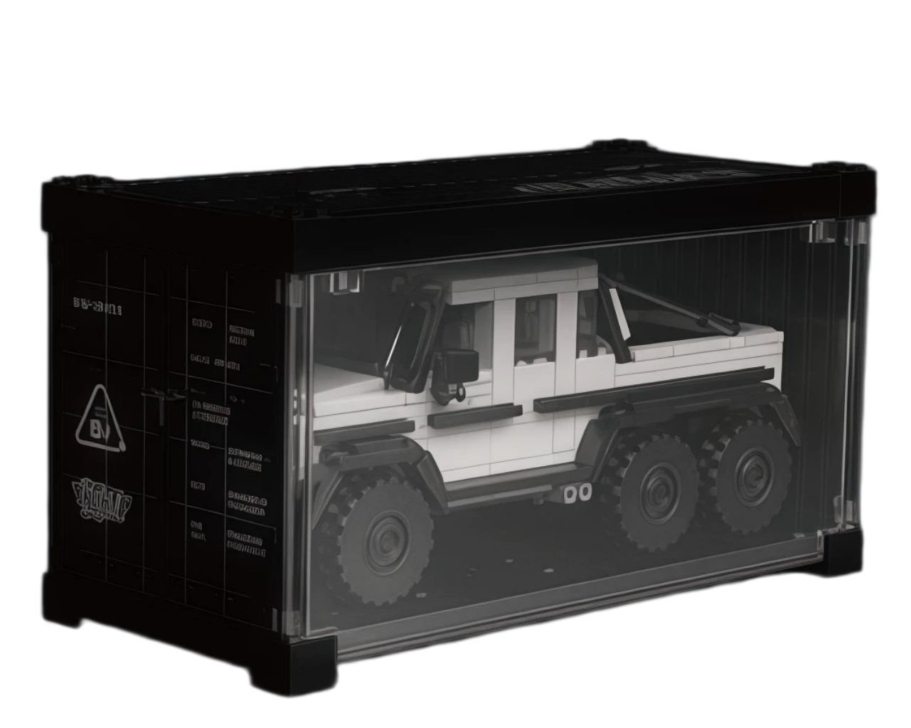 Mercedes AMG off - road vehicle 6 - wheel big G with container car building block
